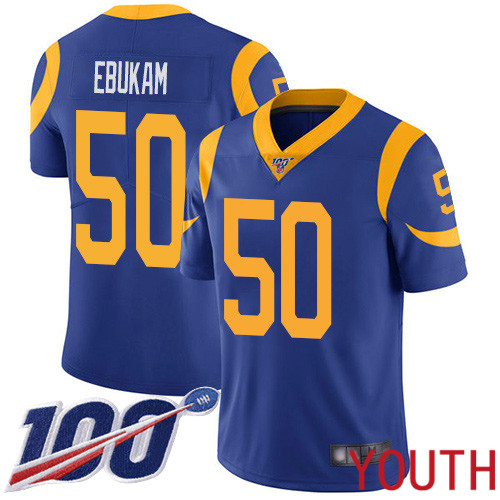 Los Angeles Rams Limited Royal Blue Youth Samson Ebukam Alternate Jersey NFL Football #50 100th Season Vapor Untouchable